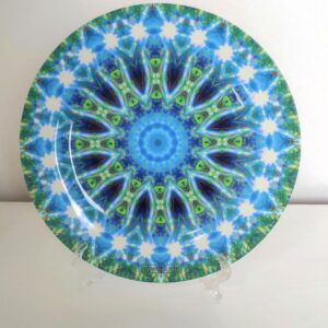 Farfurie din plastic dur cu mandală albastră-diametru 21.5 cm